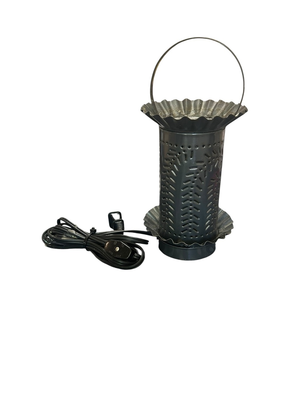 PUNCHED TIN MINI WAX WARMER LANTERN 10” x 4.5" with handle